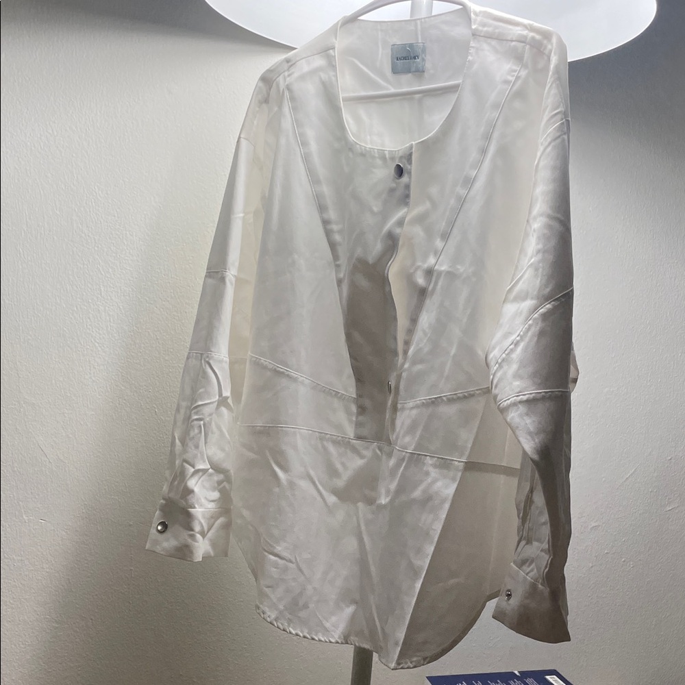 White Sheer Button-Up Blouse